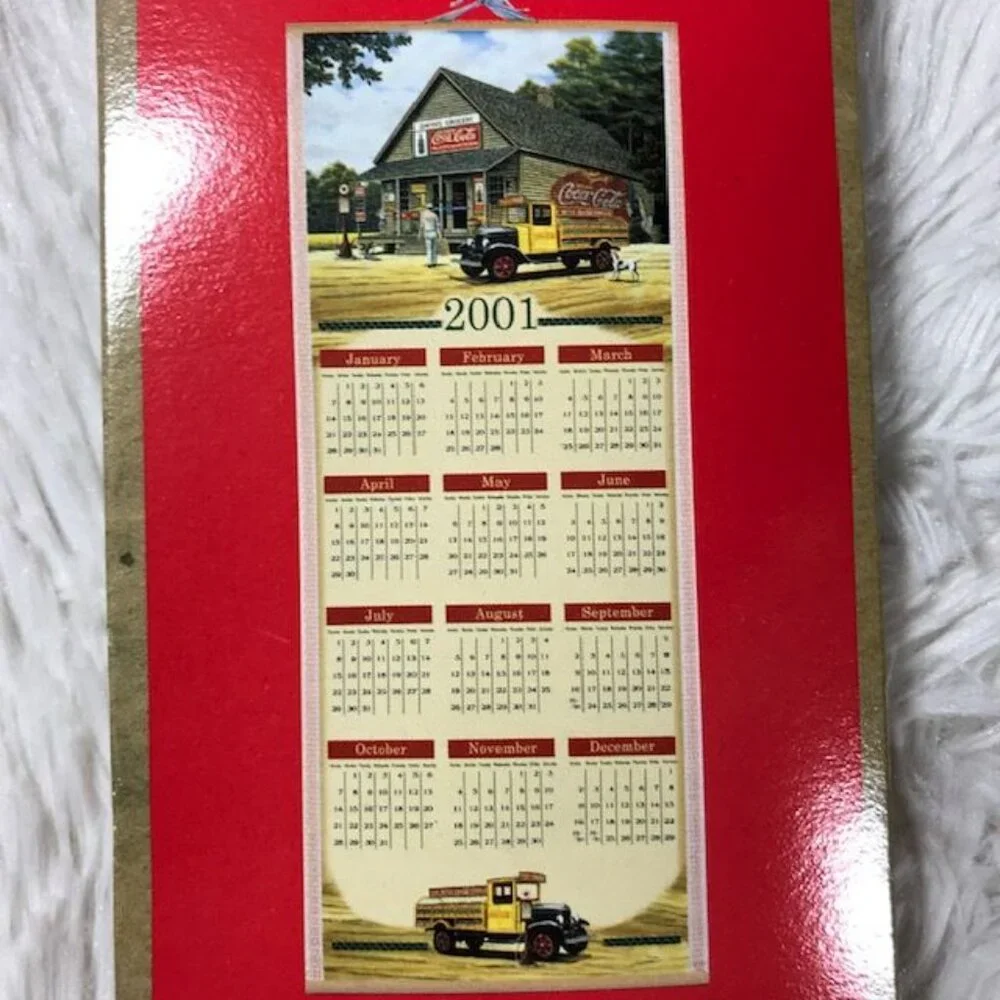 NWOT Vintage Coca-Cola Reversible 2001-2002 Wall Scroll Calendar